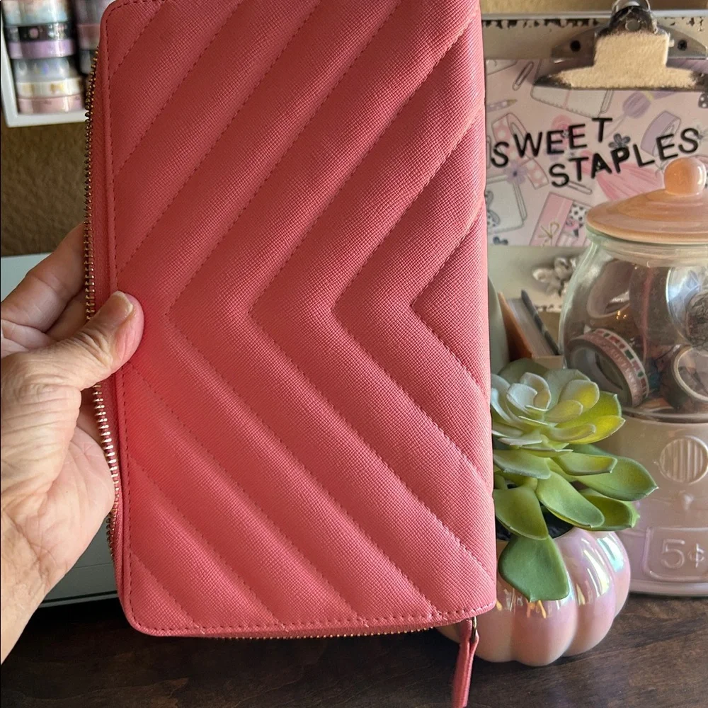 🎀Pink Coral Cover Weeks Neorah 1969 Zipper Planner ✨1 insert Vegan